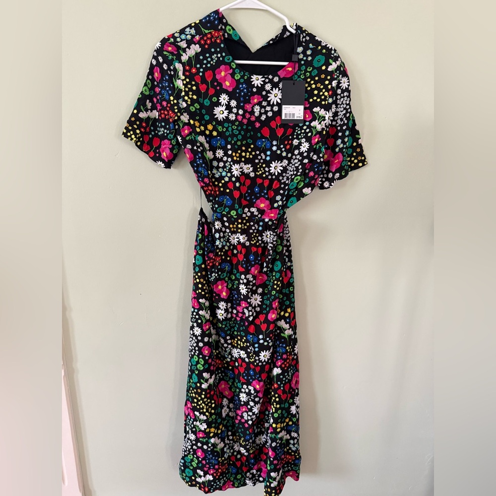 The Kooples Black Floral Midi Dress